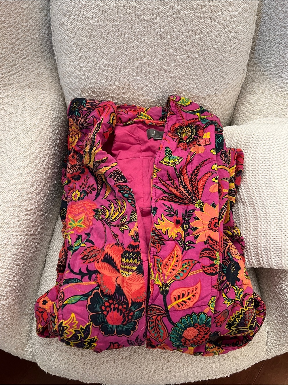 💐By Anthropologie - Pink Floral Quilted Long Robe with Belt - XS/S - Picture 6 of 6